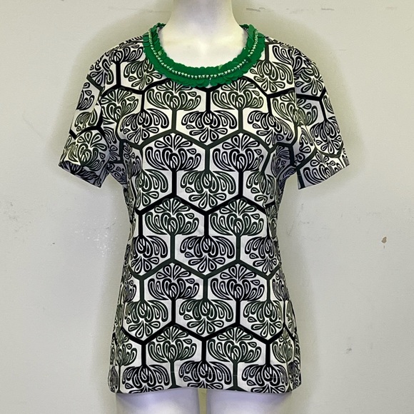 Printed Top with Beaded Neckline - Picture 2 of 5